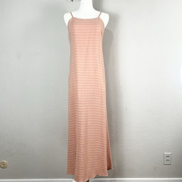 Dannijo Seersucker Gauze Square Neck Tie‎ Back Slip Maxi Dress Peach Size XS - Picture 1 of 10